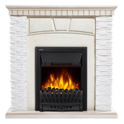 Каминокомплект:Очаг Electrolux EFP/P-1020LS с порталом Porto Classic камень белый, шпон беленый дуб